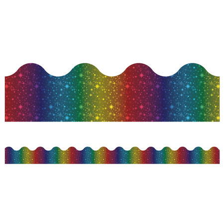 CARSON DELLOSA Sparkle + Shine Rainbow Foil Scalloped Borders, 39 Feet/Pack, PK6 108396